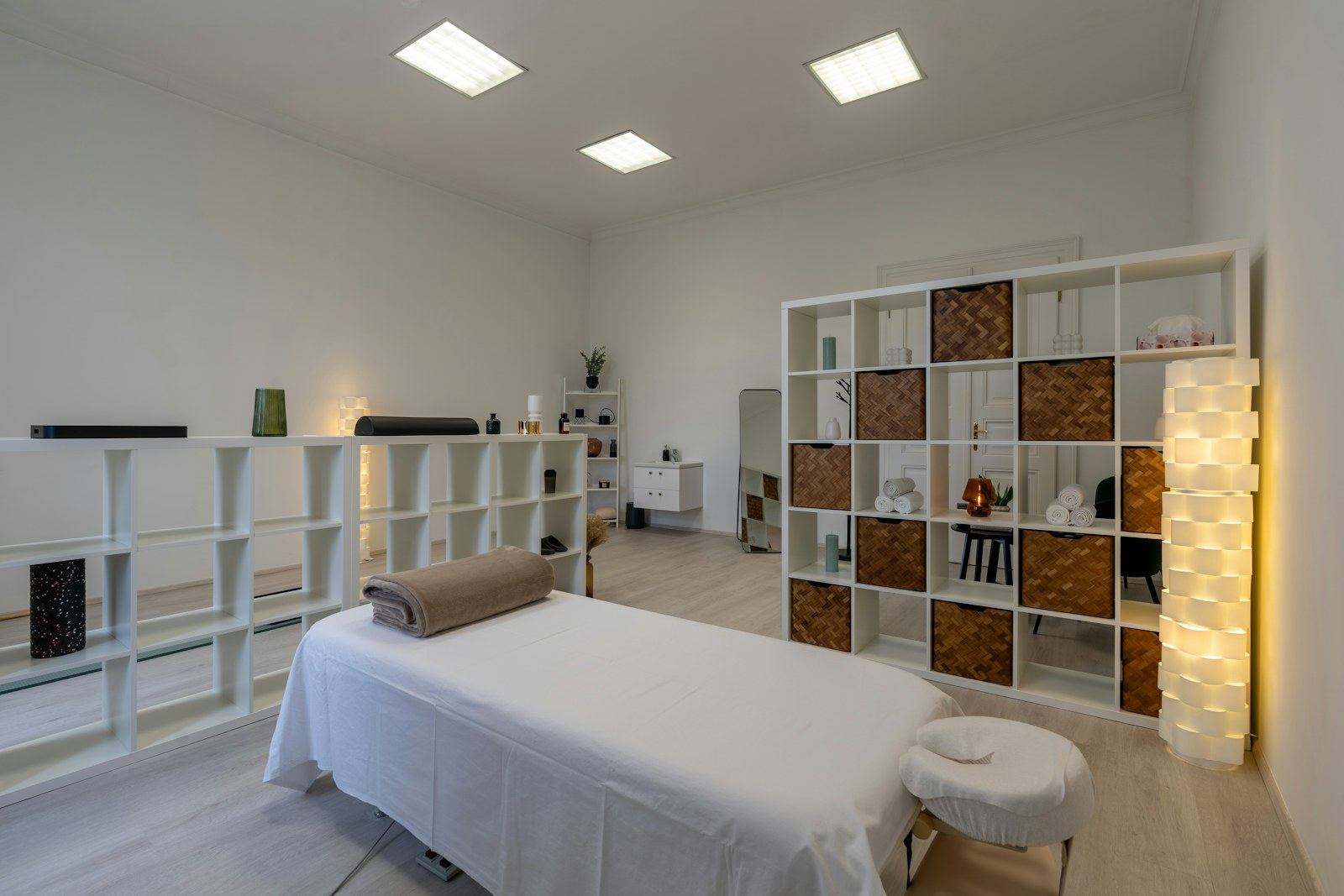 Peaceful wellness setting with natural textures