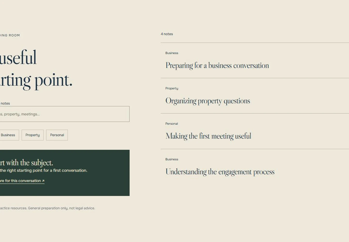 ASTER LEGAL website content and interactive service section
