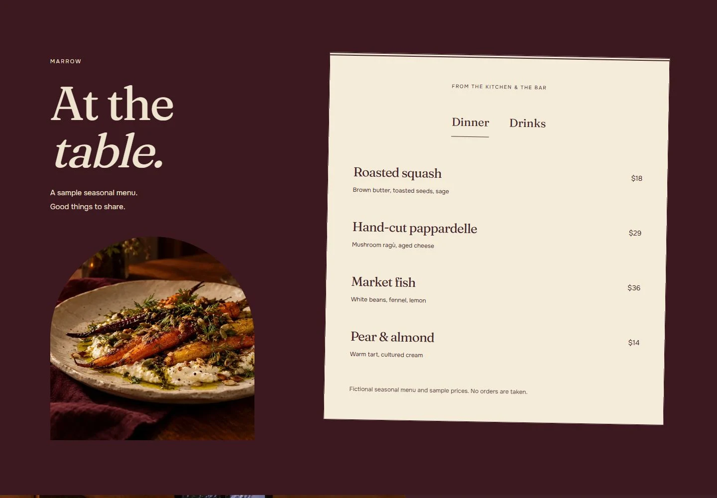 MARROW website content and interactive service section