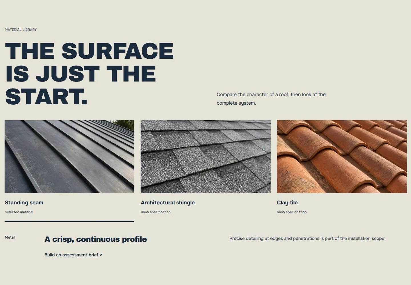 RIDGELINE website content and interactive service section