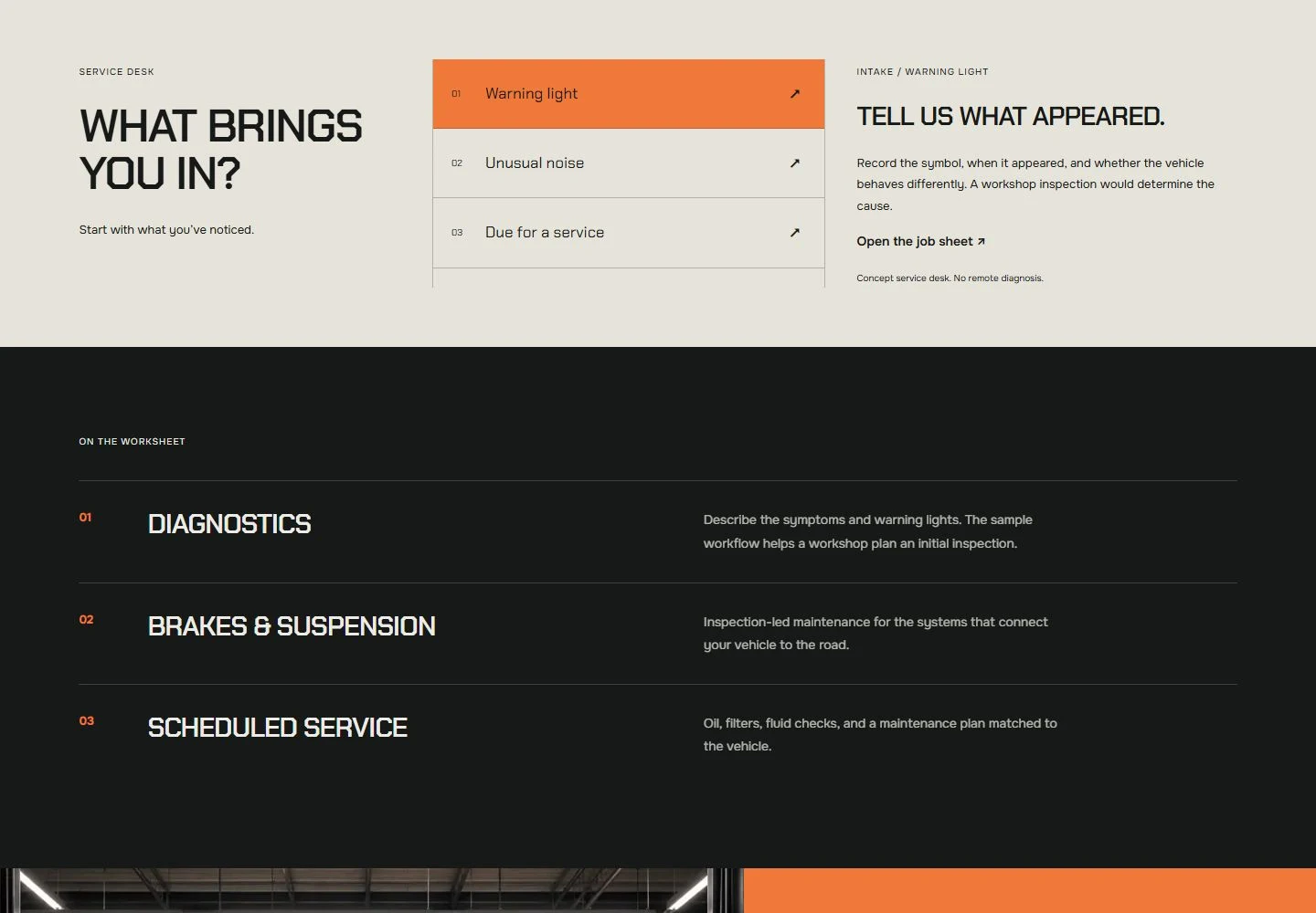 TORQUE website content and interactive service section